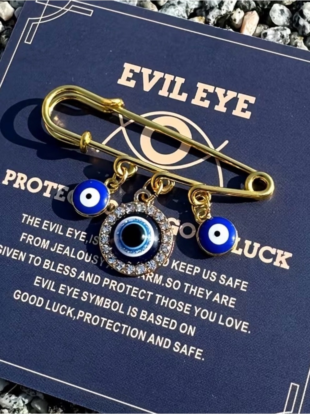 Evil Eye Safety Pin Brooch